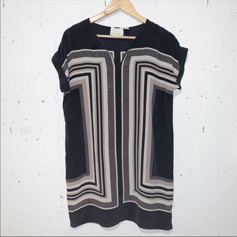 Cynthia Rowley 100% Silk Geometric Shift Dress Blue Size 10